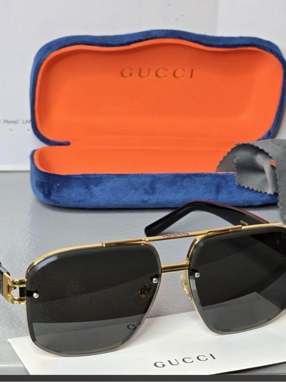 Gucci Black Sunglasses Temple with Gold Logo